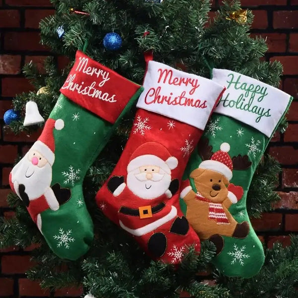 Chaussette De Noël Pour Cheminée En Feutre Beige - Décoration Traditionnelle Pour Petits Cadeaux